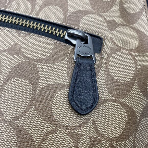 Auth COACH West Slim Backpack In Signature Canvas F78756 Beige/Black - Picture 8 of 16